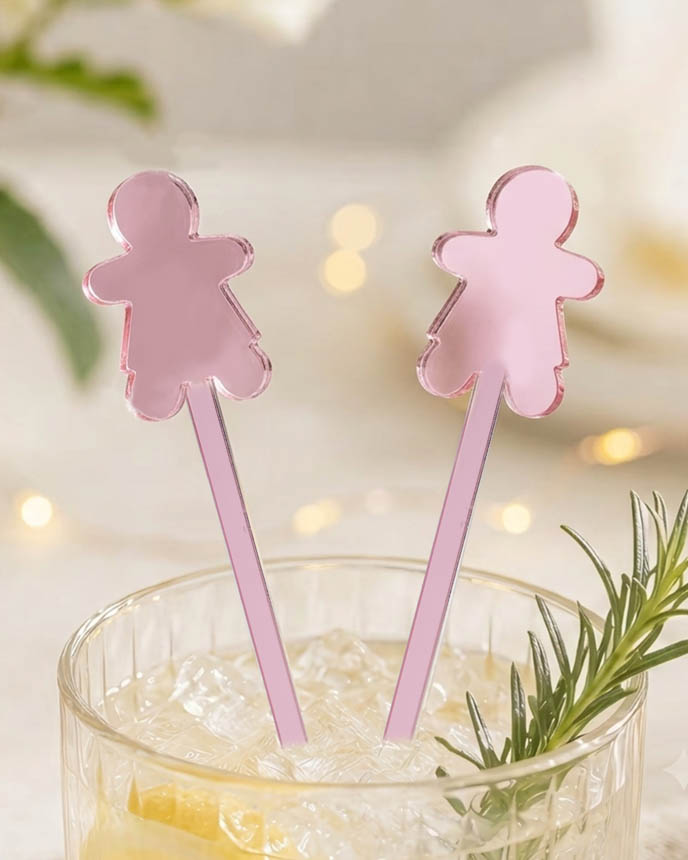 Custom Shape 1-Layer Mirror Acrylic Drink Stirrer