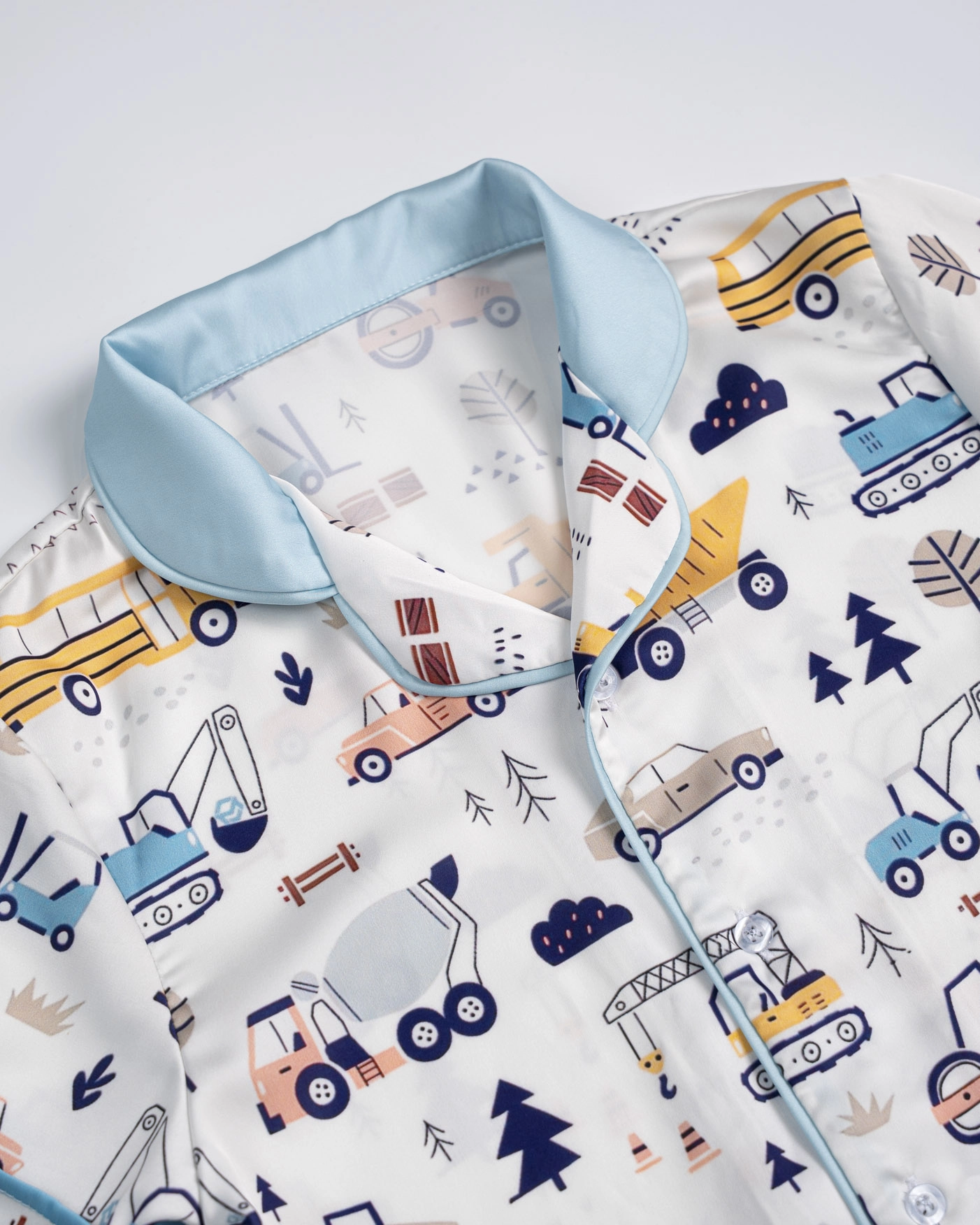 All-over Print Kid and Youth Satin Short-Sleeve Pajamas Set (No Pocket)