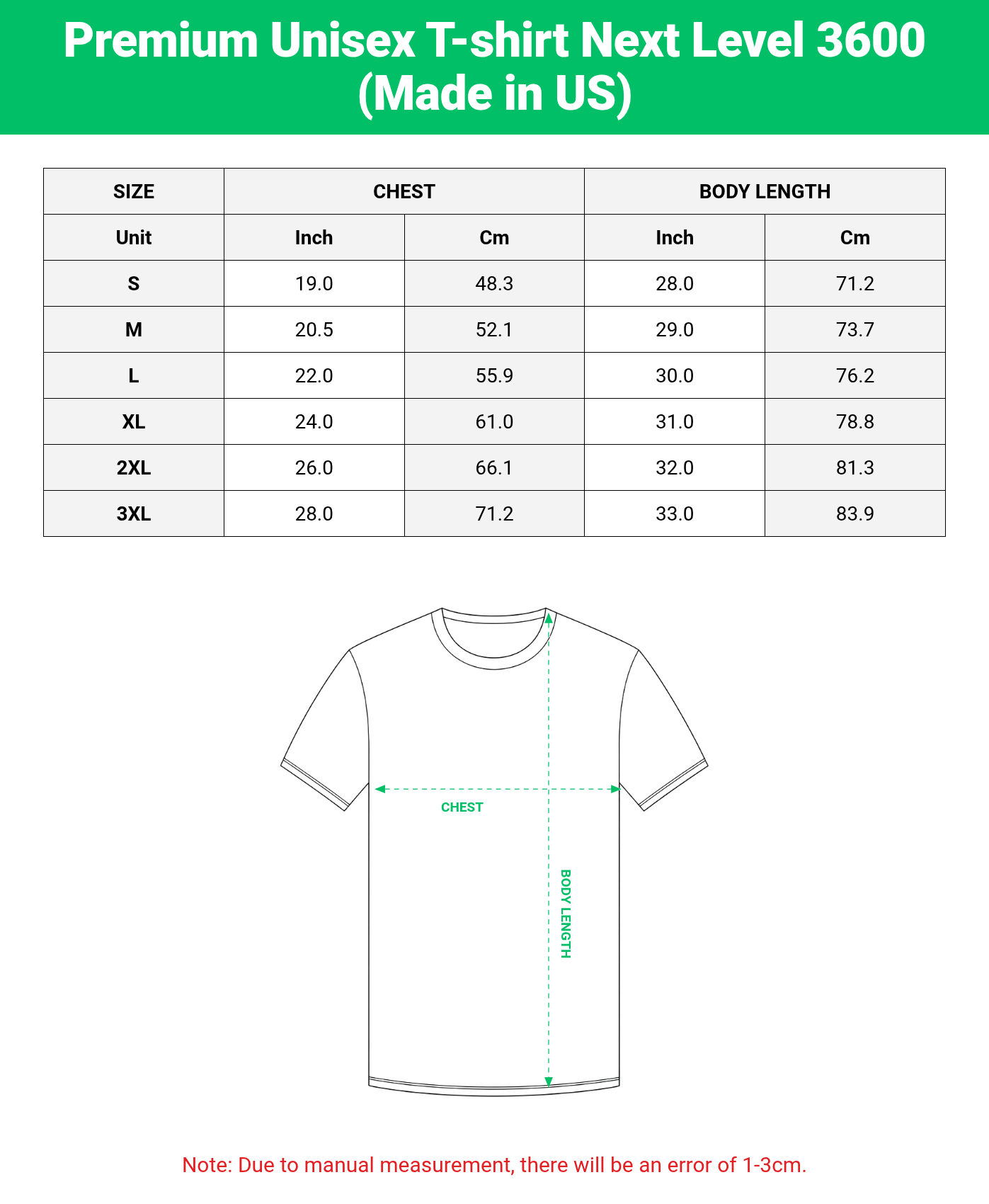 Premium Unisex T-shirt Next Level 3600 (Made in US)