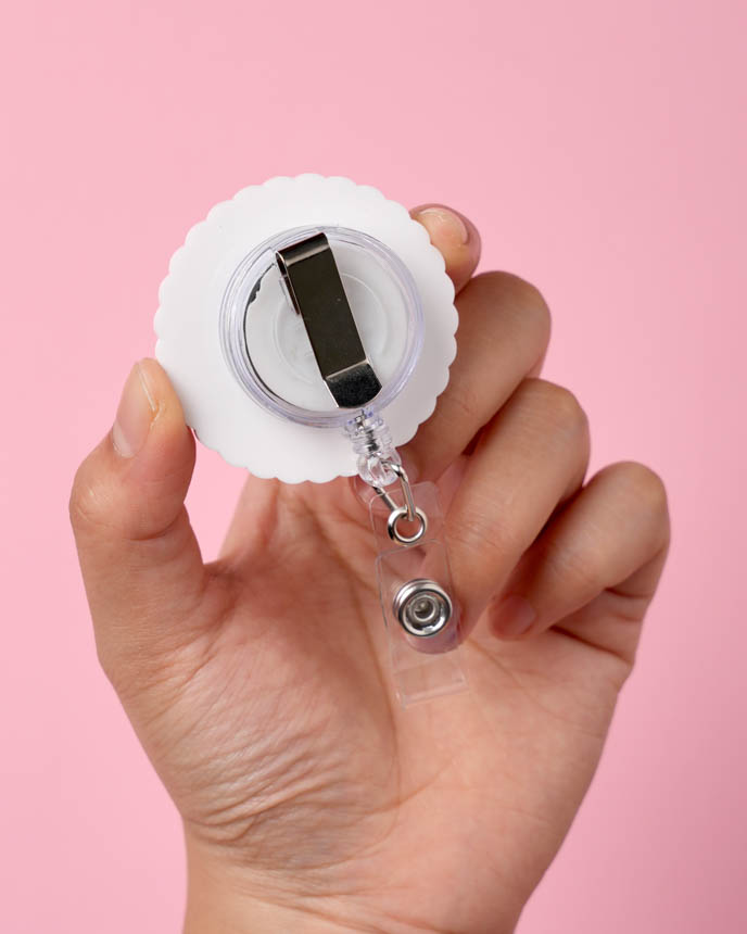 Custom Shape 2-Layer White Acrylic Badge Reel