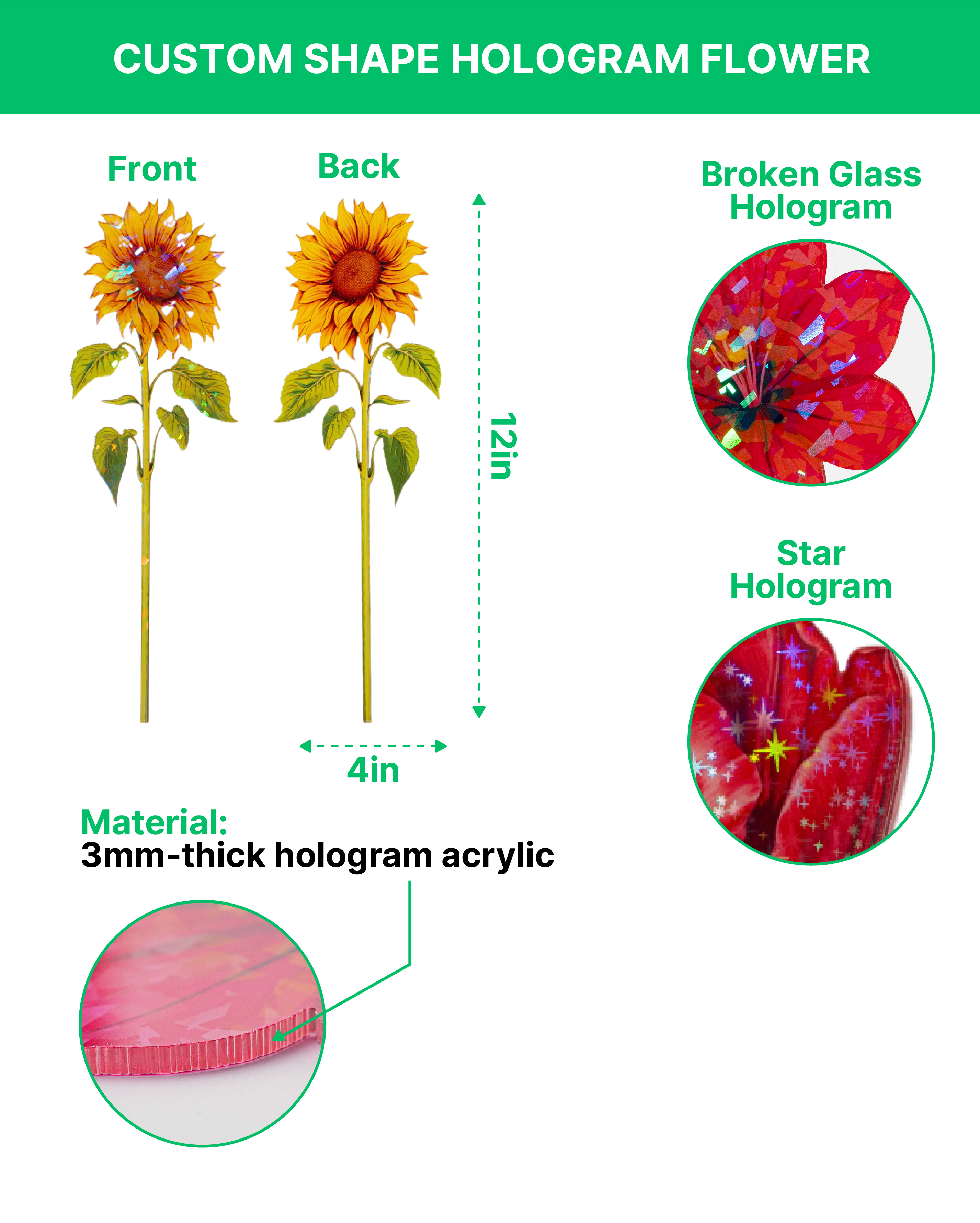 Custom Shape Hologram Flower