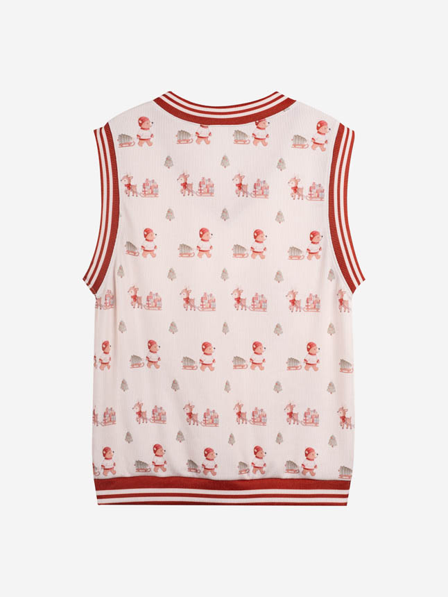 All-over Print Knitted V-Neck Vest