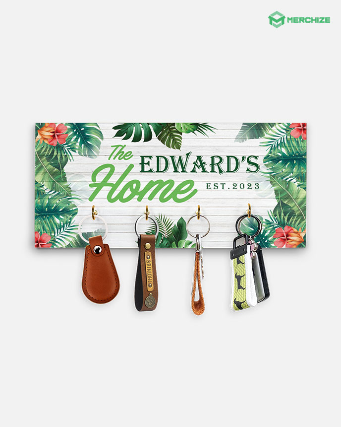 Personalised wooden key on sale holder