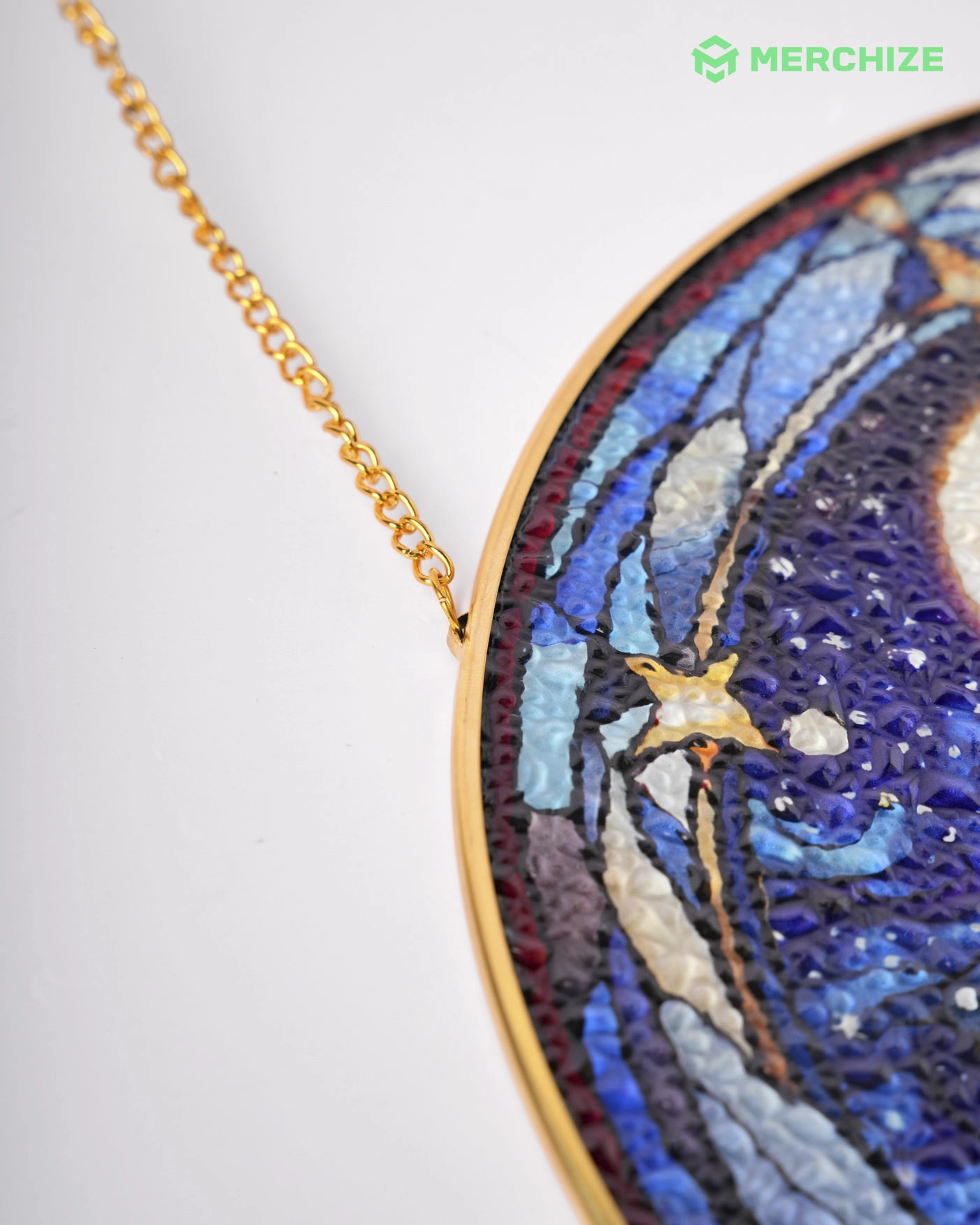 Stained Glass Suncatcher for Window Hanging (Golden Frame)