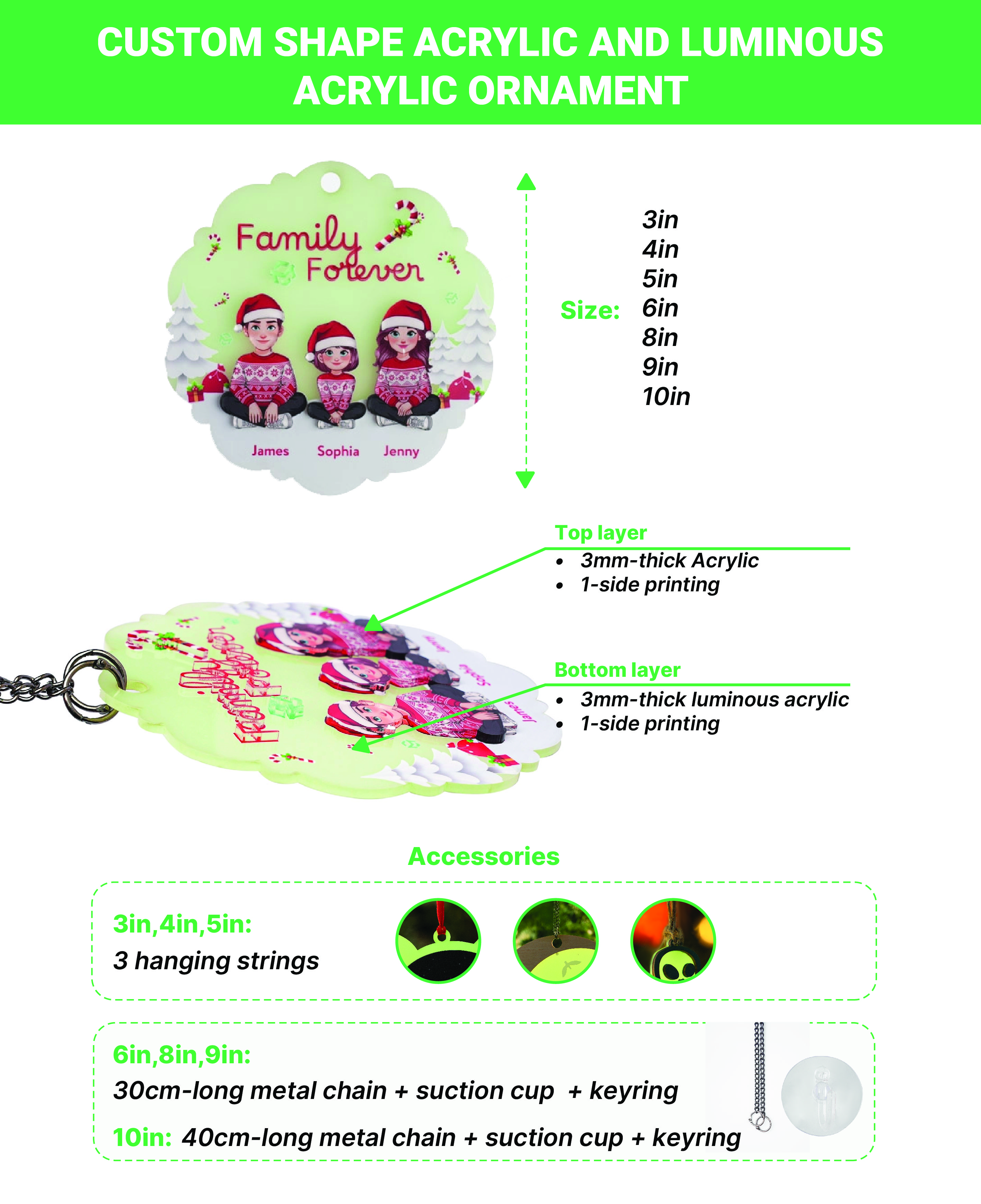 Custom Shape Acrylic And Luminous Acrylic Ornament