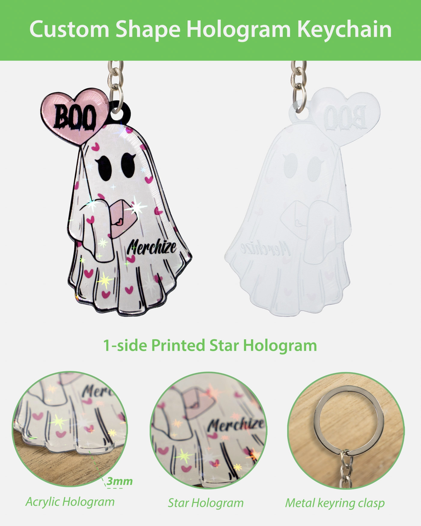 Custom Shape Acrylic Hologram Keychain
