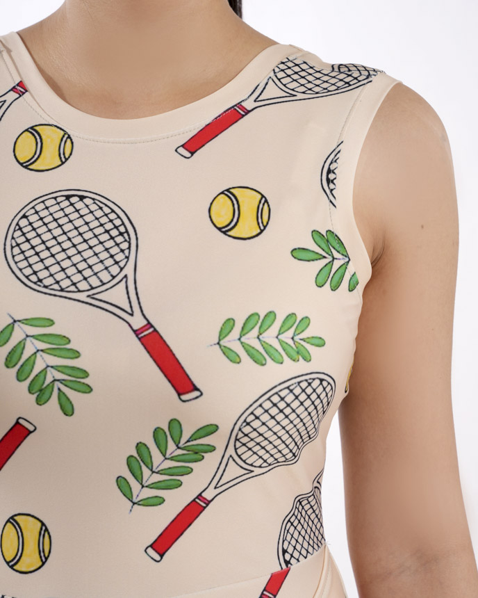 All-over Print Tie-Front Tennis Dress
