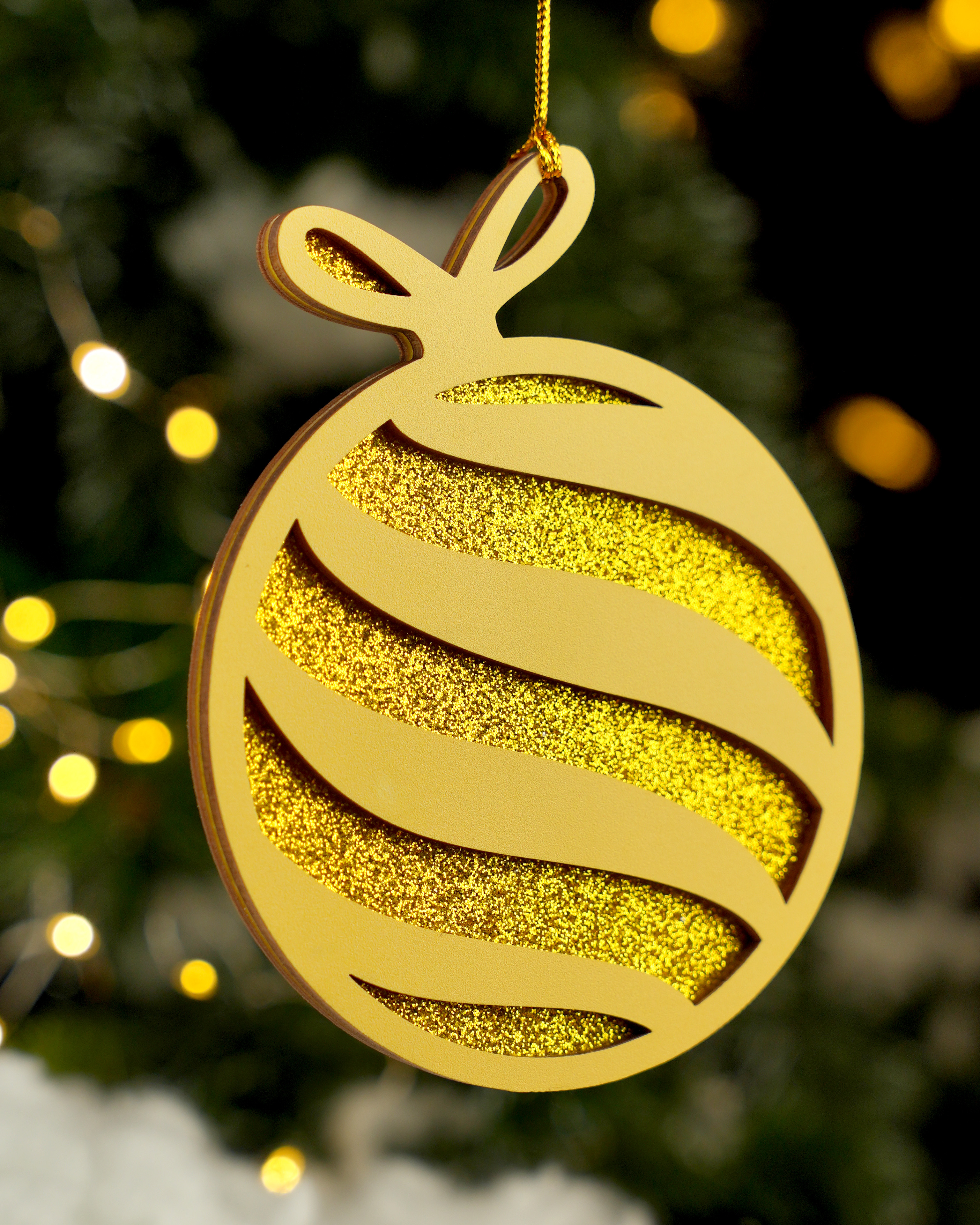 Custom Shape 2-Layer Glitter Wood Ornament