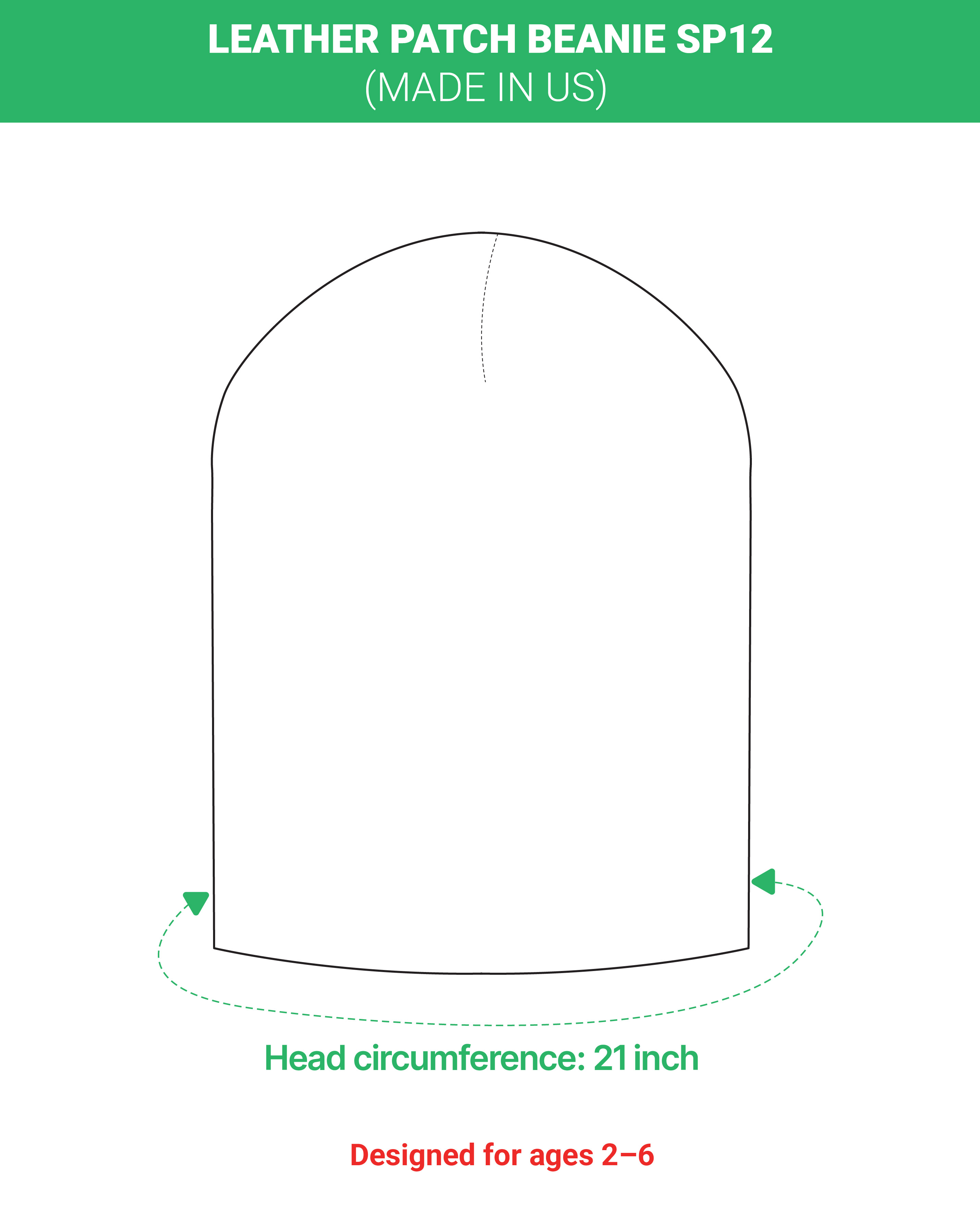 Engraved Leather Patch Beanie for Kid (Made in US) 