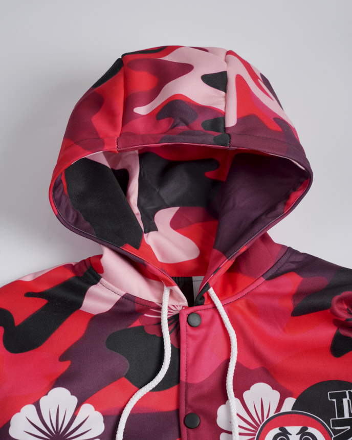All-over Print Hooded Baseball Jacket
