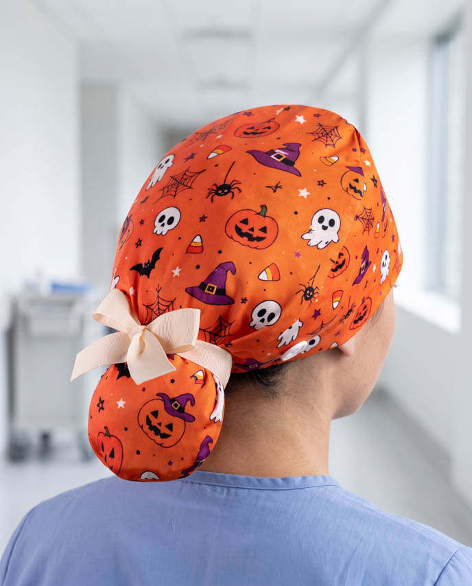 All-over Print Ponytail Scrub Cap