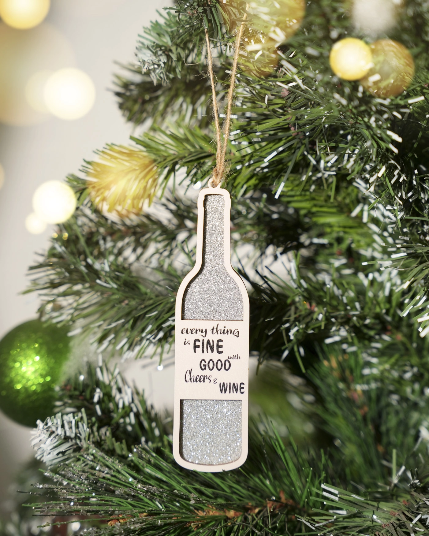 Custom Shape 2-Layer Glitter Wood Ornament