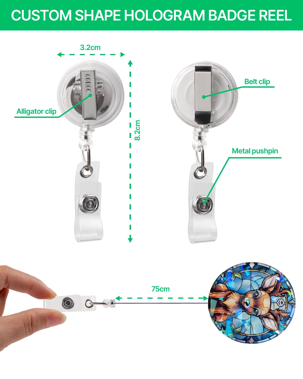 Custom Shape Hologram Badge Reel
