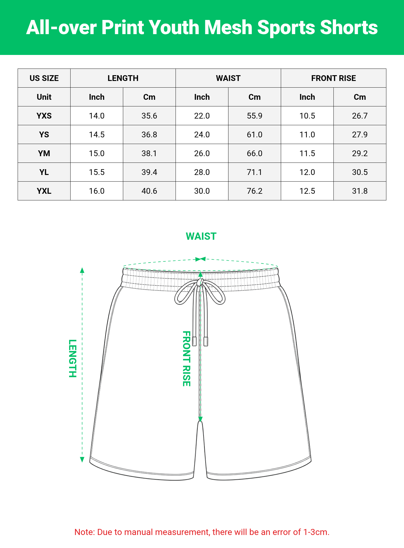 All-over Print Youth Mesh Sports Shorts