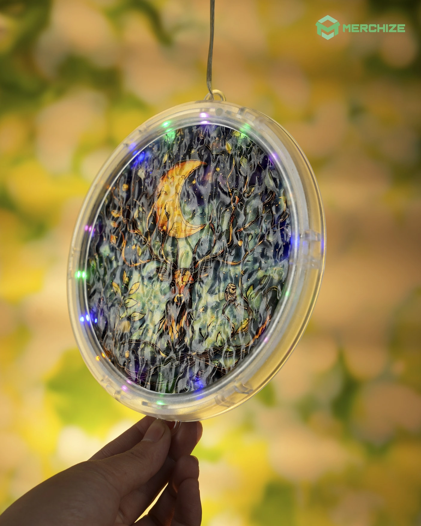 Wavy Acrylic LED Hanging Light Lamp (Circle Frame)