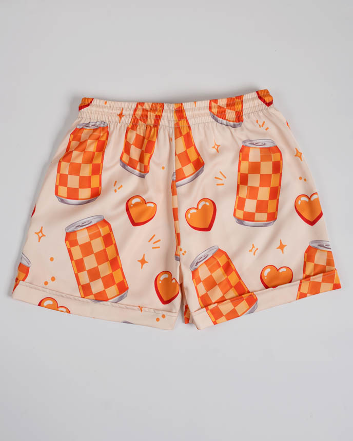 All-over Print Satin Loose Pajama Shorts 
