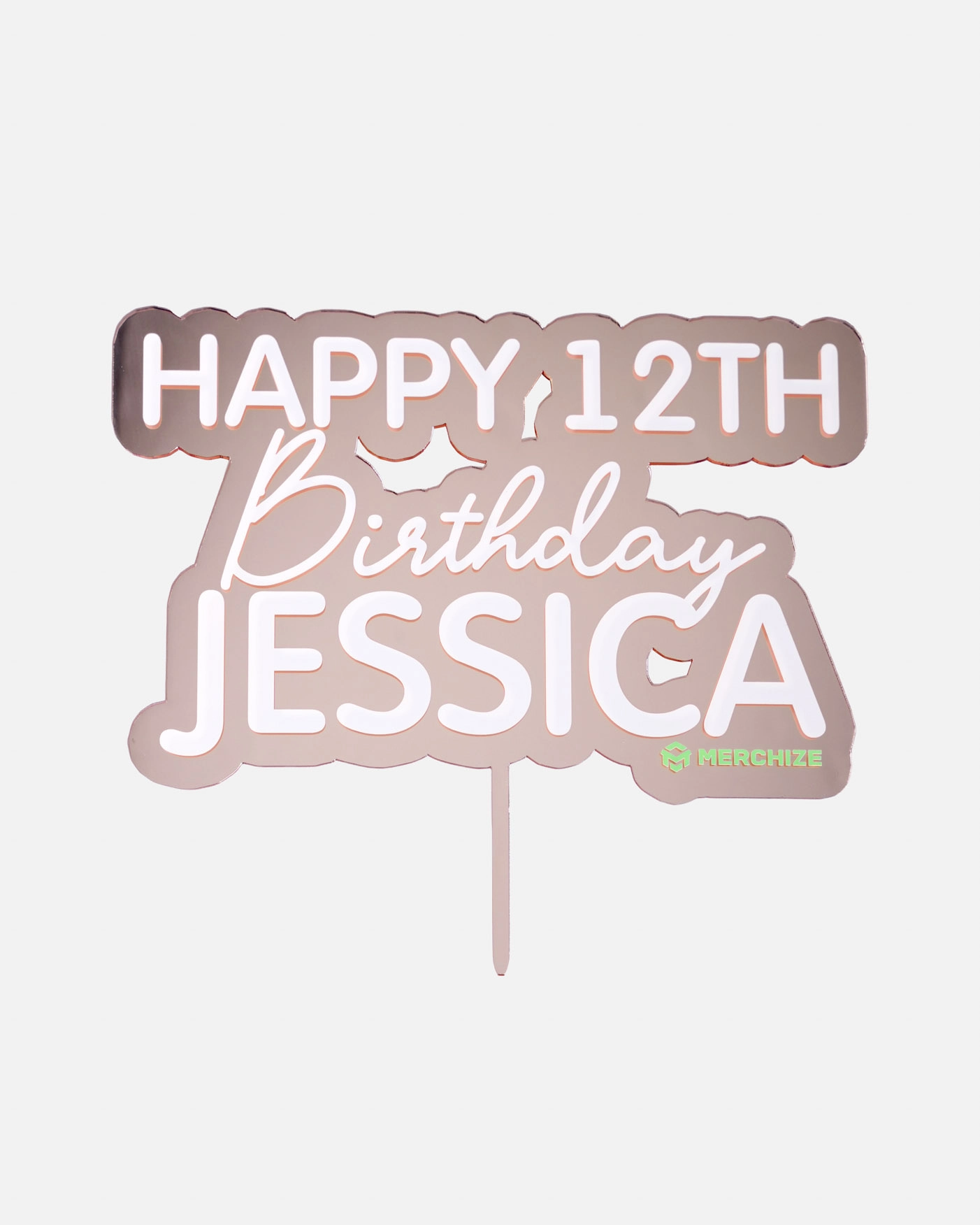 Custom Shape Acrylic Mirror Cake Topper