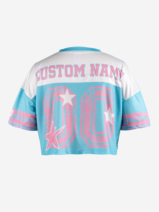 All-over Print V-Neck Hybrid Mesh Crop Top Football Jersey (Midweight)