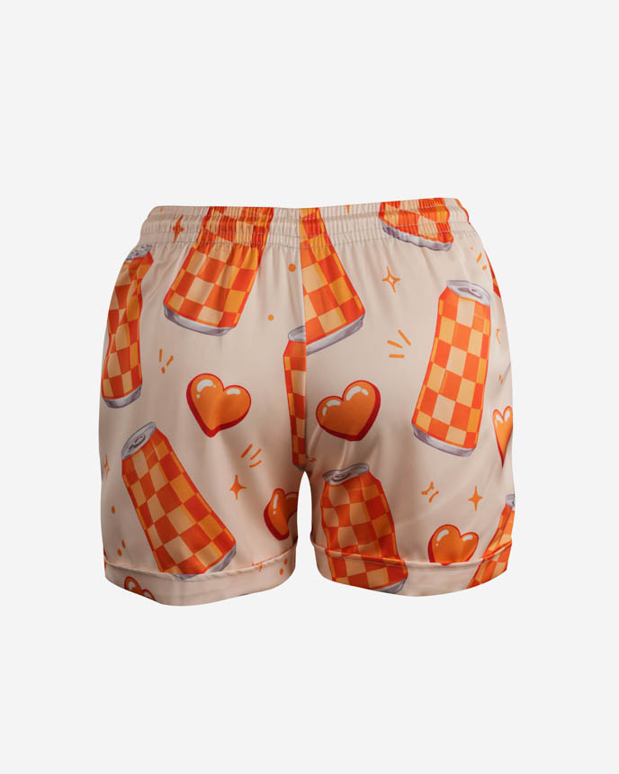 All-over Print Satin Loose Pajama Shorts 