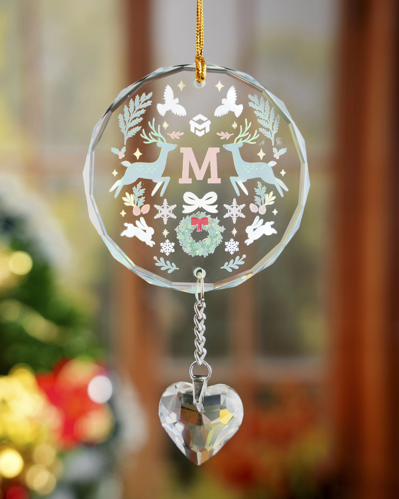 Glass Ornament With Crystal Charm