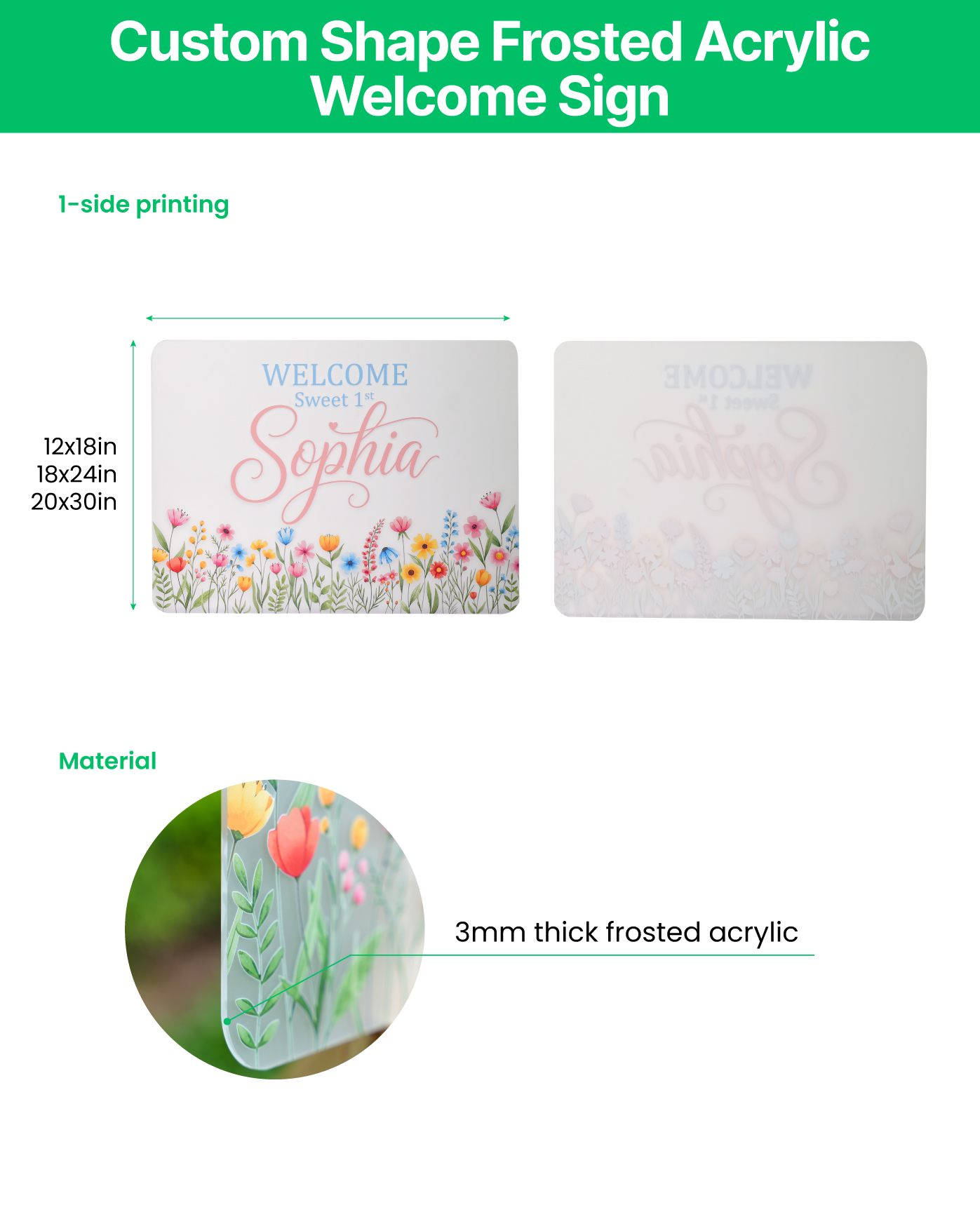 Custom Shape Frosted Acrylic Welcome Sign