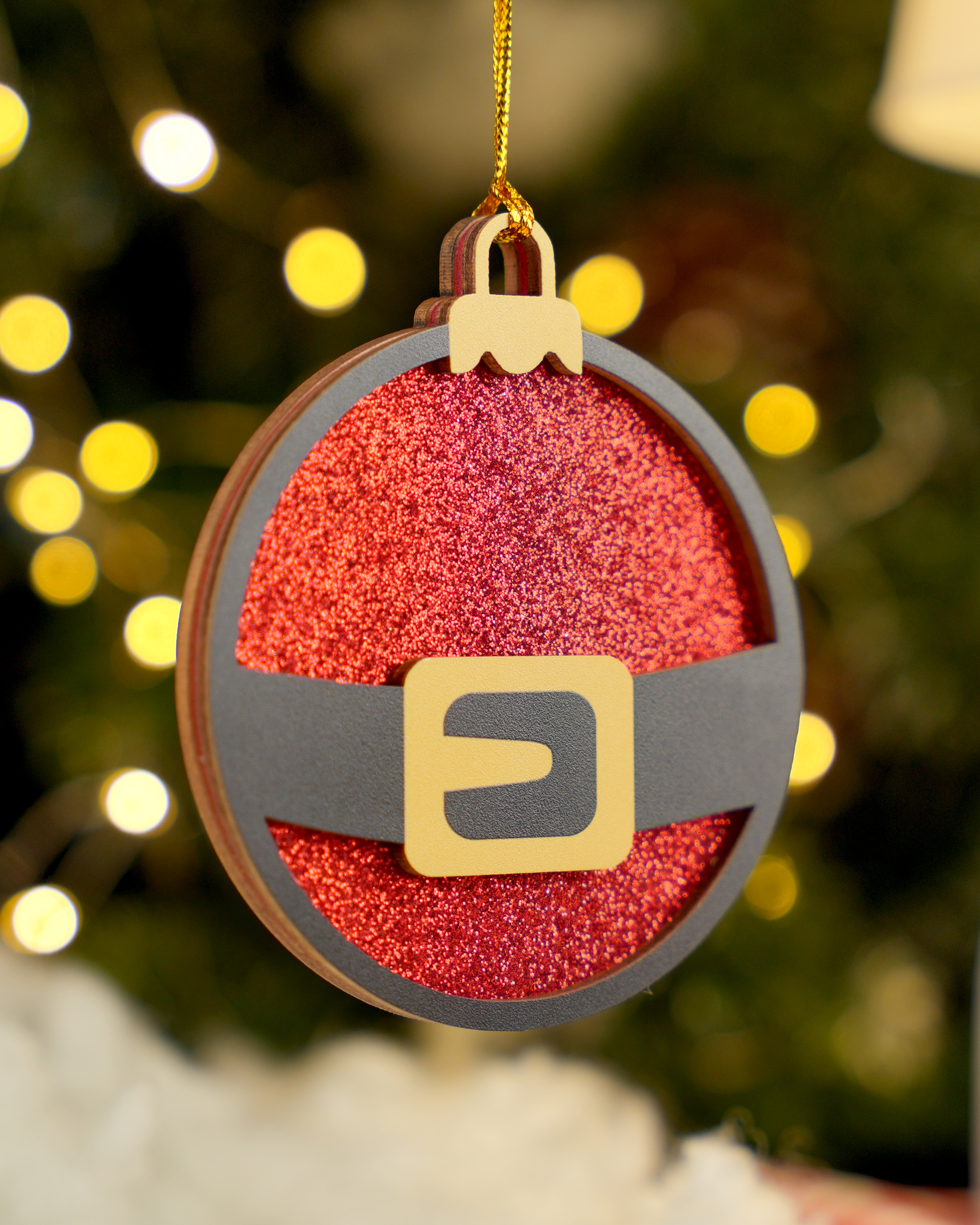 Custom Shape 2-Layer Glitter Wood Ornament