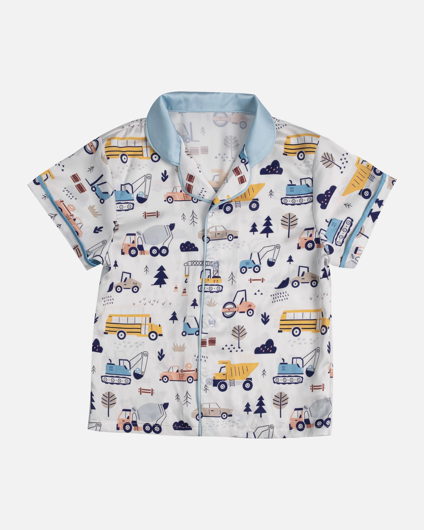 All-over Print Kid and Youth Satin Short-Sleeve Pajamas Set (No Pocket)