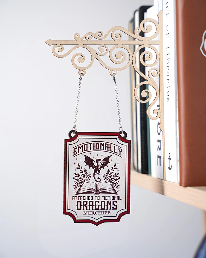 Custom Shape Wood Bookshelf Sign