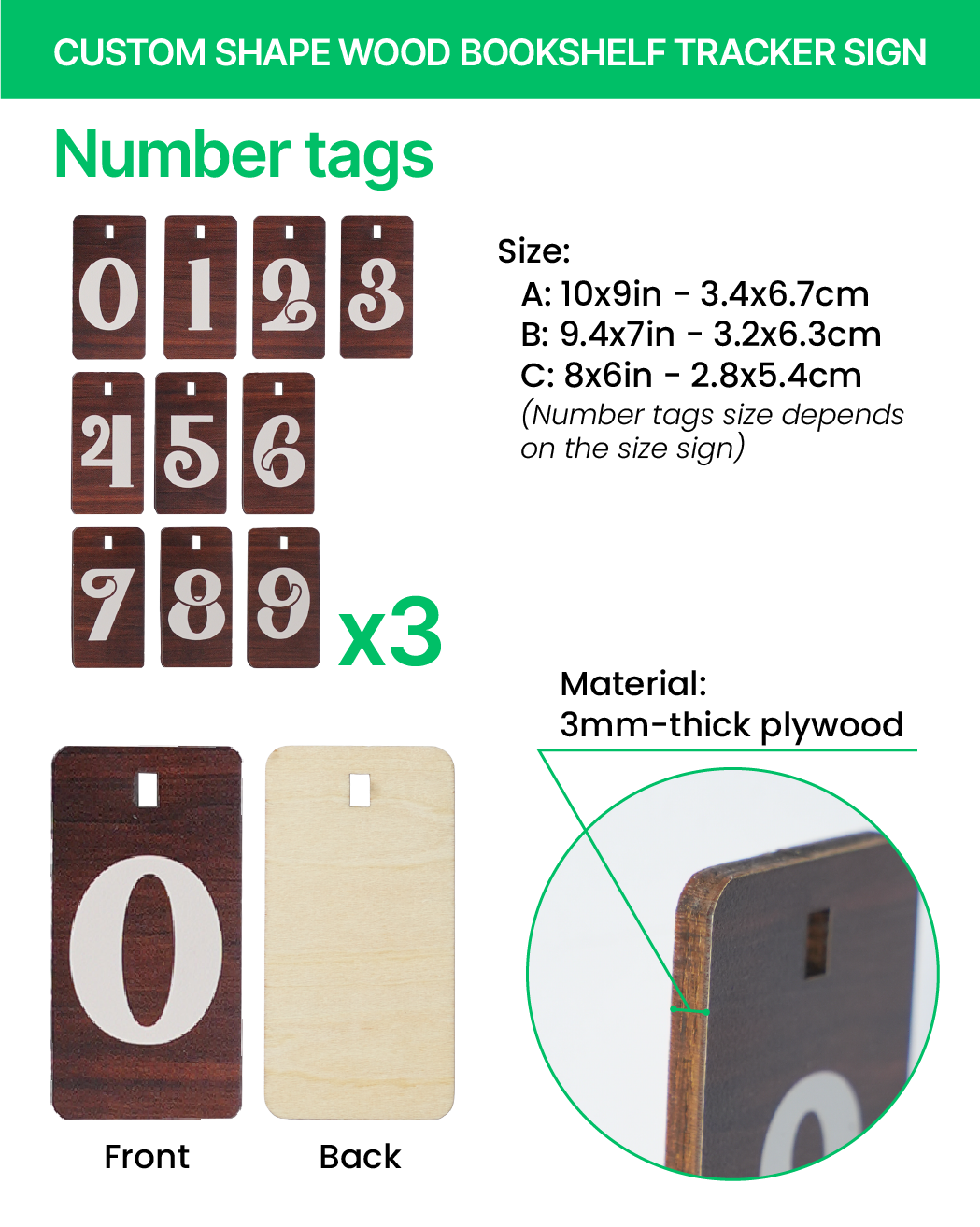 Custom Shape Wood Bookshelf Tracker Sign