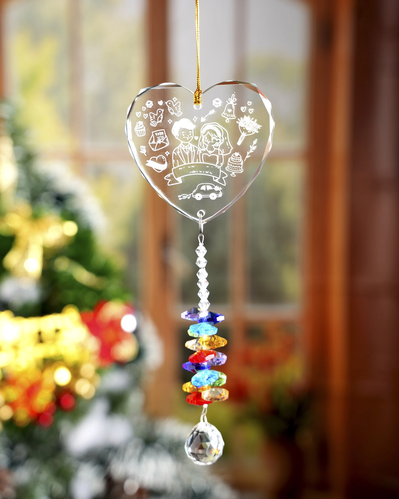 Glass Ornament With Crystal Charm