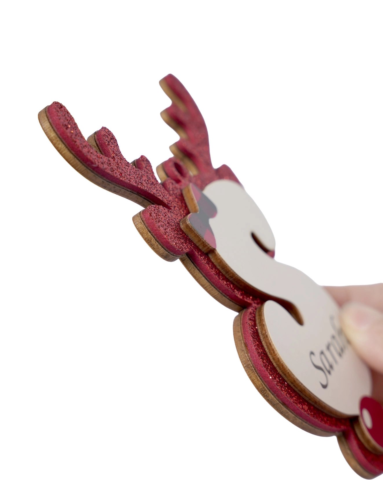 Custom Shape 2-Layer Glitter Wood Ornament