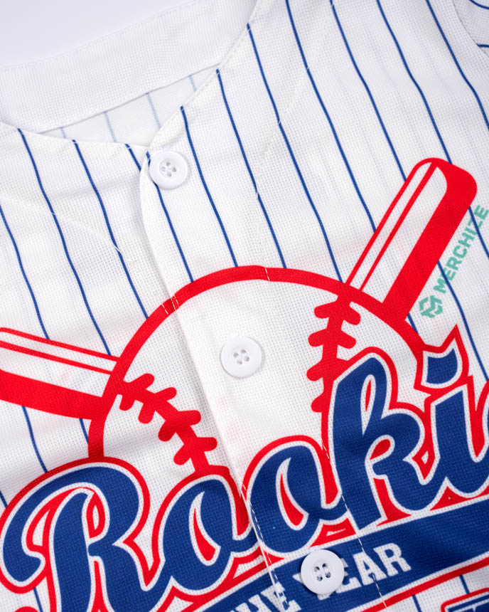 All-over Print Kids and Youth Baseball Jersey Without Piping (White Buttons)