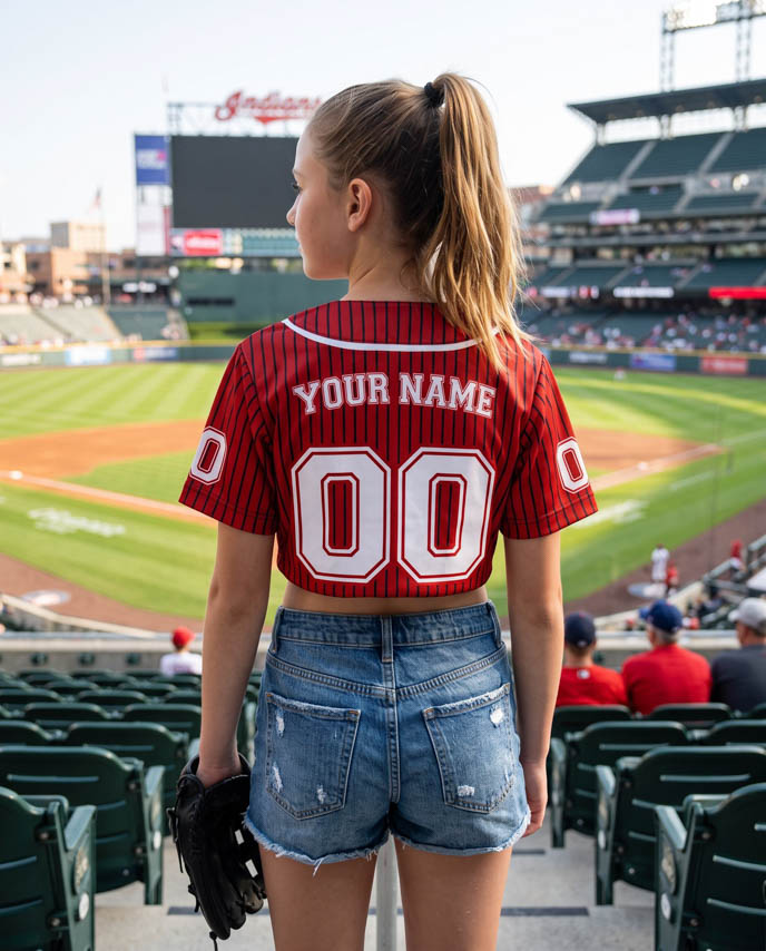 All-over Print Youth Crop Top Baseball Jersey Without Piping