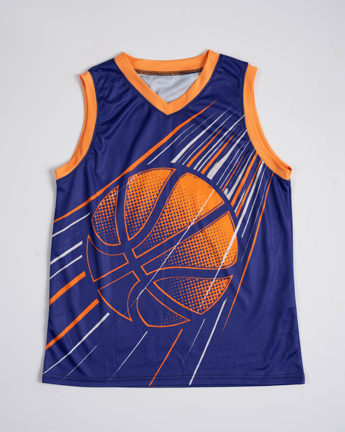 All-over Print Kid and Youth Basketball V-neck Jersey Set