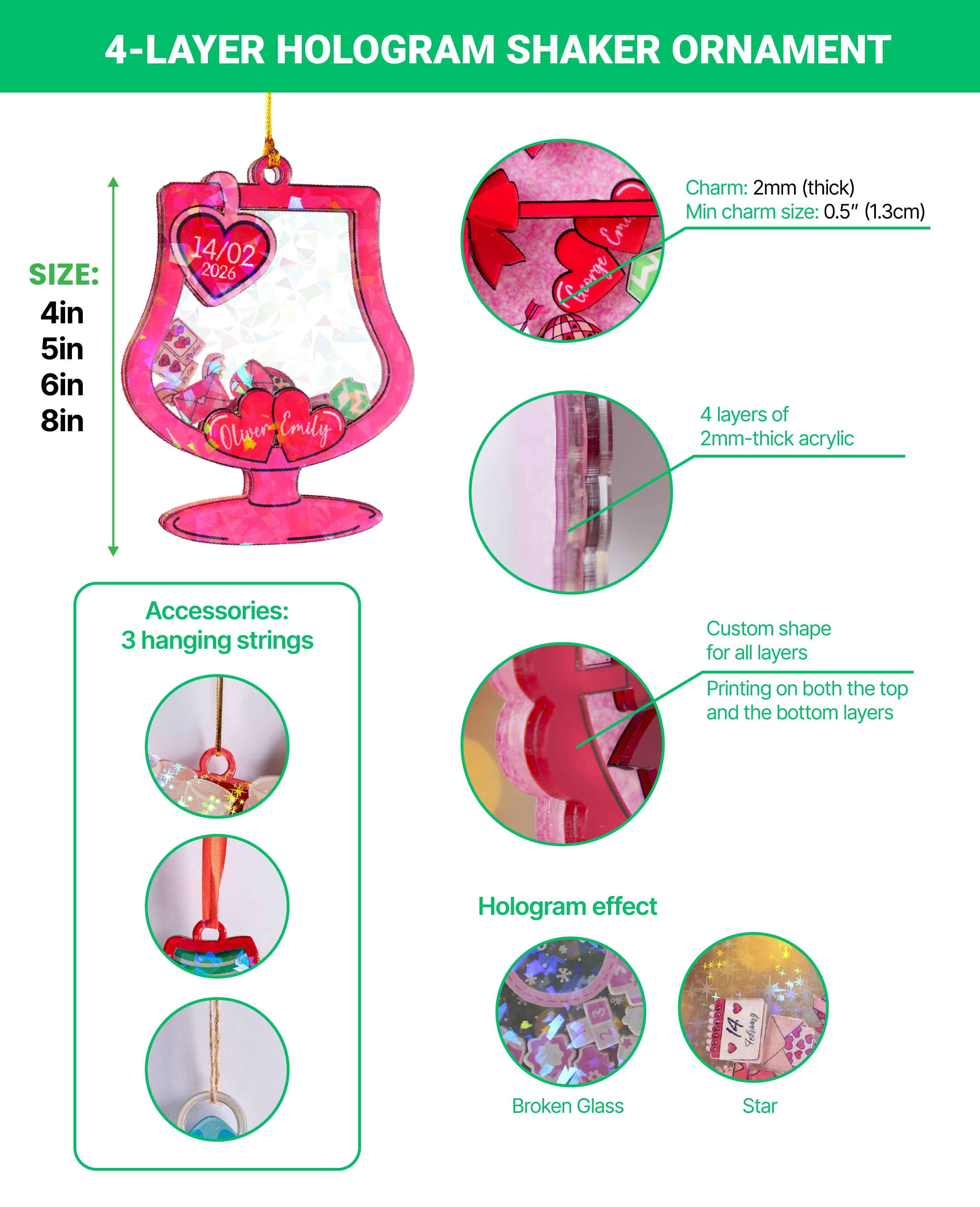 4-Layer Hologram Shaker Ornament
