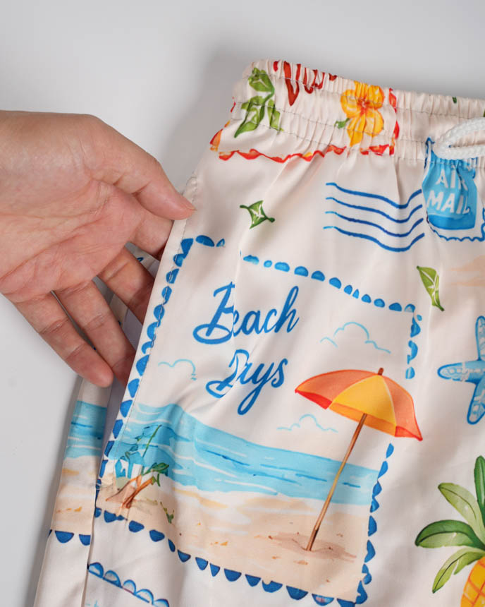 All-over Print Men's Satin Pajama Shorts