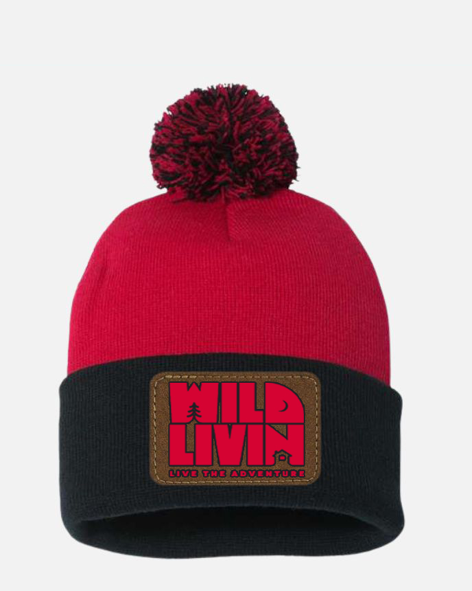 Leather Patch Pom-Pom Cuffed Beanie SP15 (Made in US) 