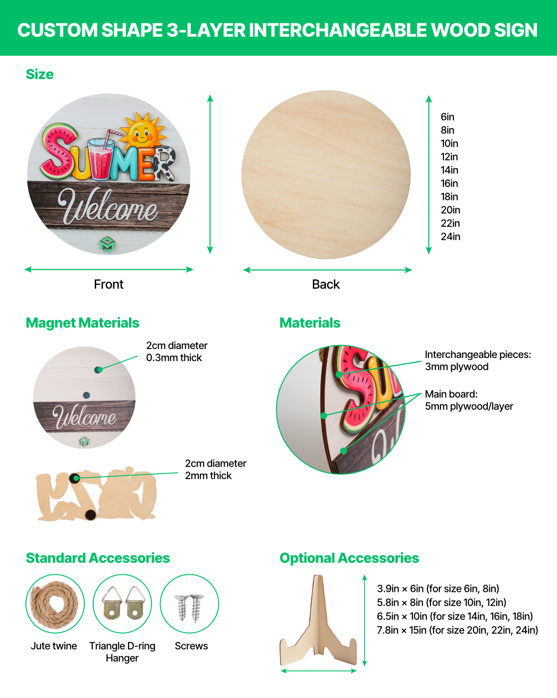 Custom Shape Interchangeable Wood Sign