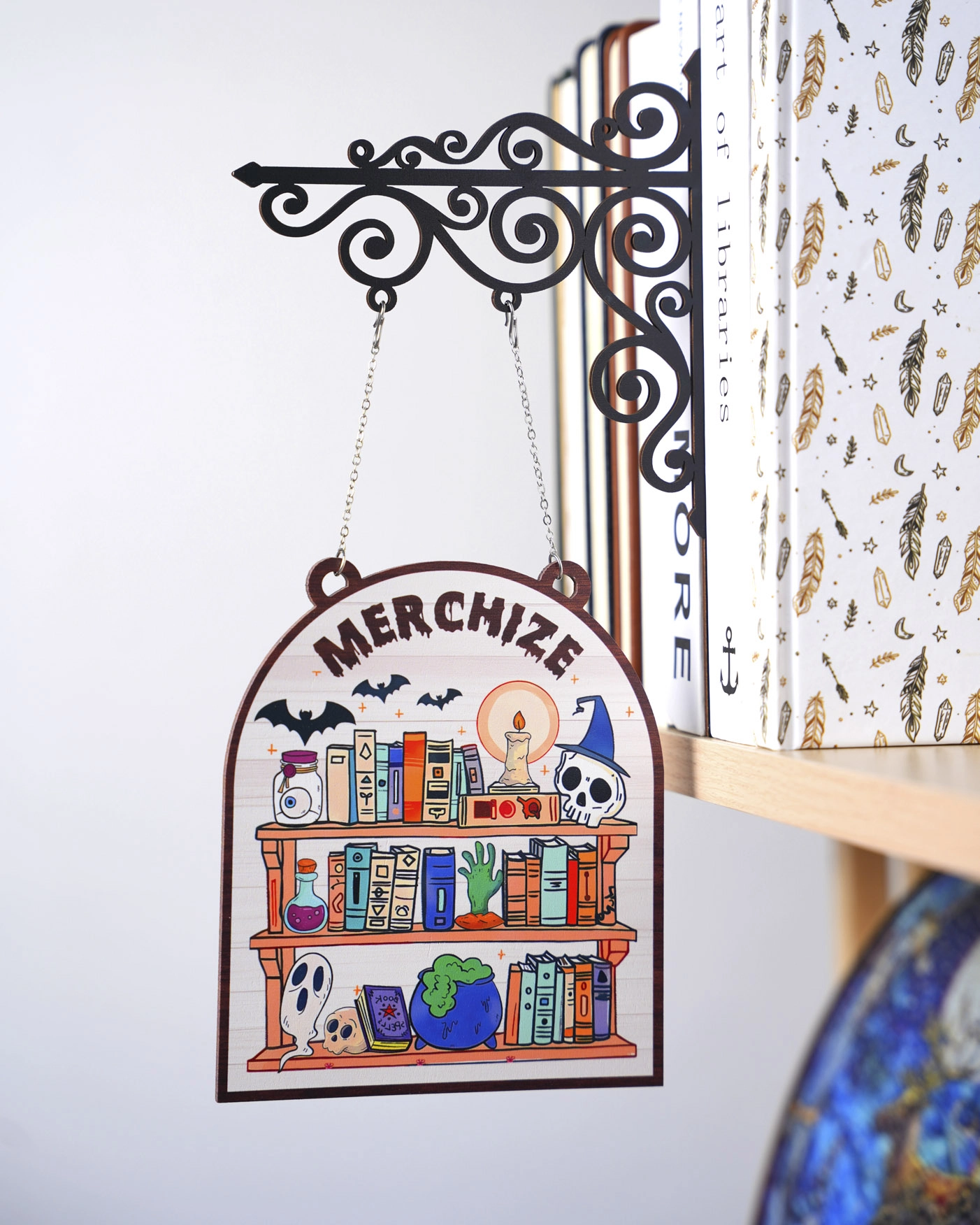 Custom Shape Wood Bookshelf Sign
