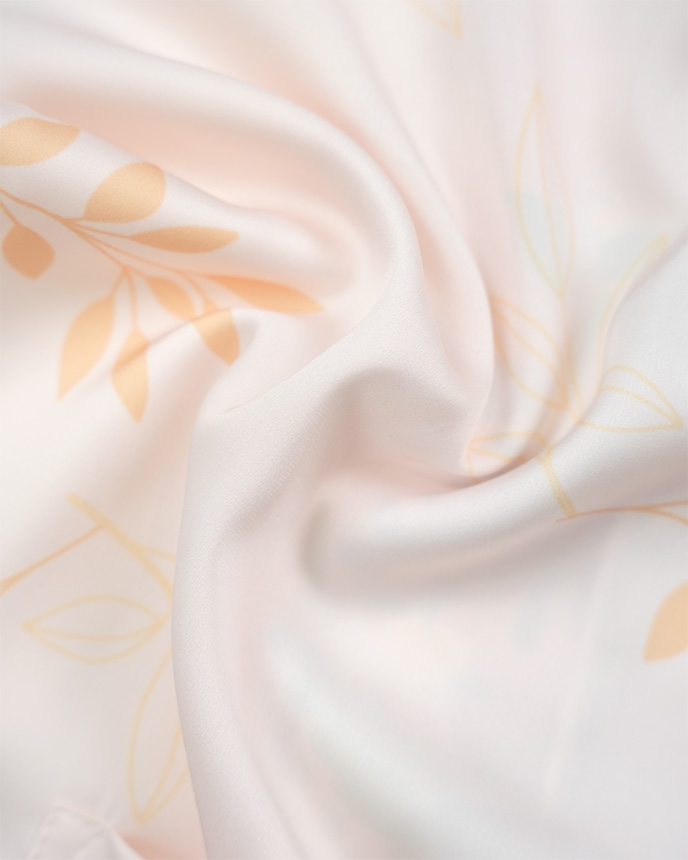 All-over Print Piping Satin Pajamas Set with Double Pockets