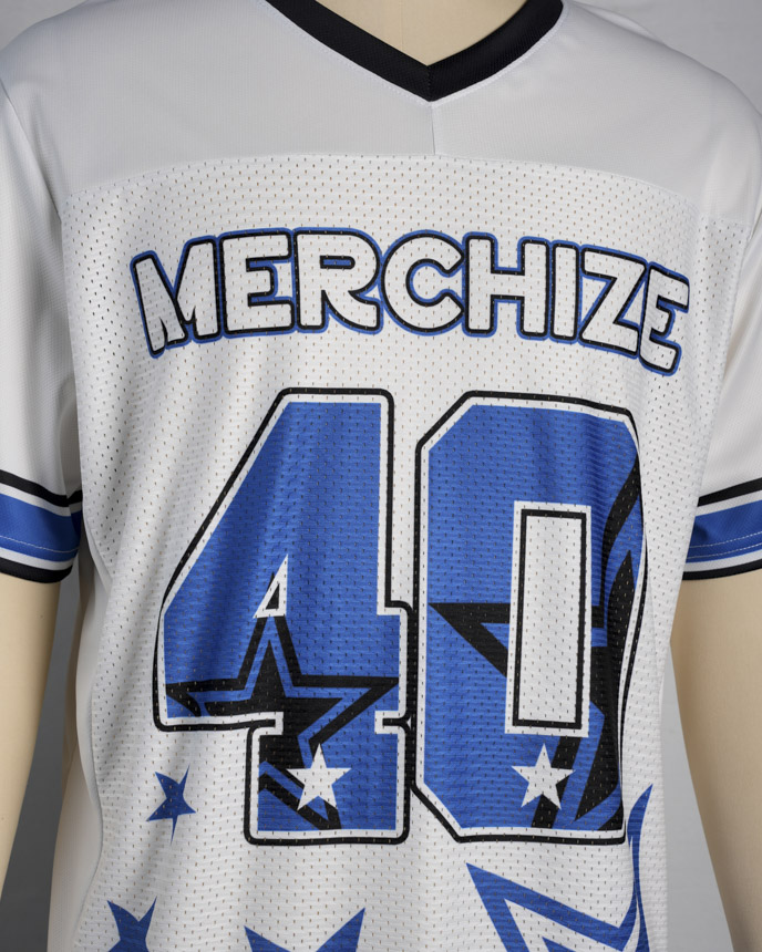 All-over Print Men's Hybrid Mesh V-neck Short Sleeve Jersey With Name Patch