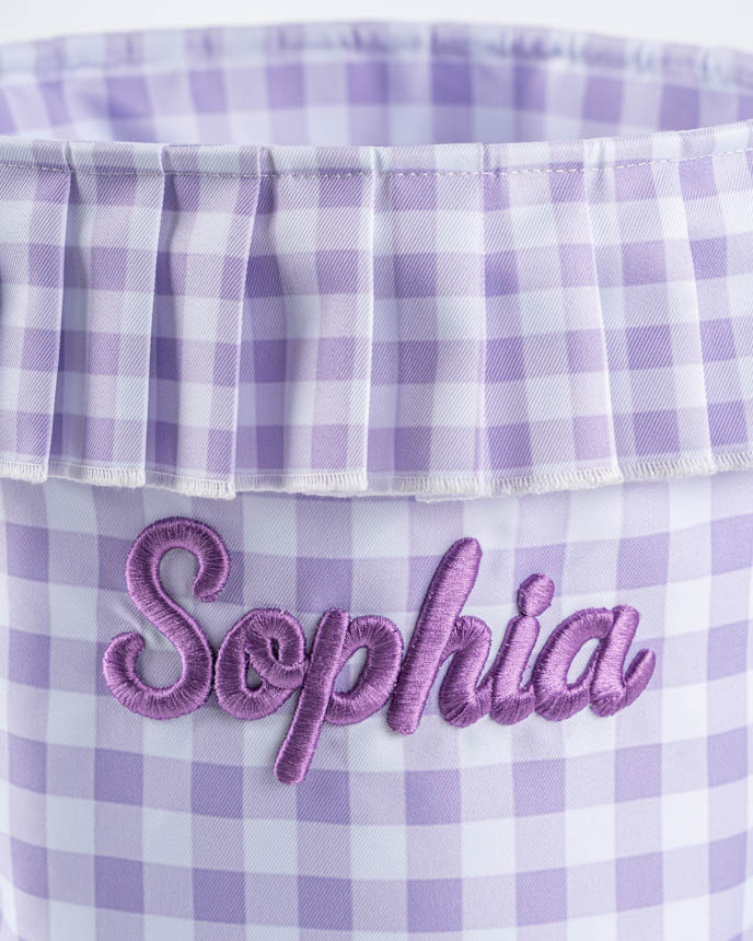 3D Puff Embroidered Ruffle Basket