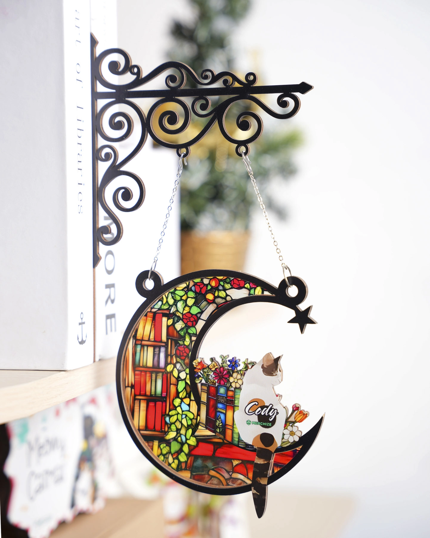Custom Shape Suncatcher Bookshelf Sign