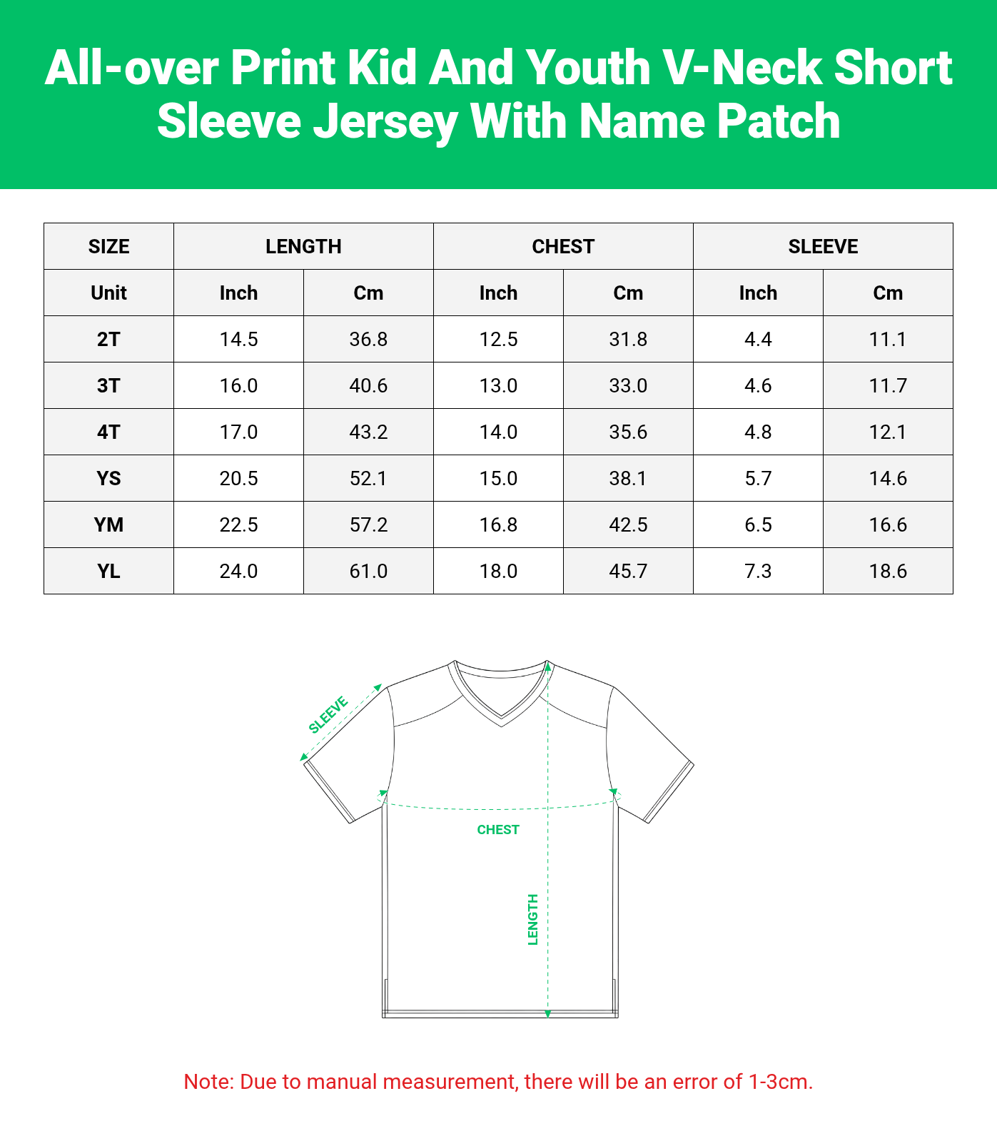 All-over Print Kid And Youth V-Neck Short Sleeve Jersey With Name Patch