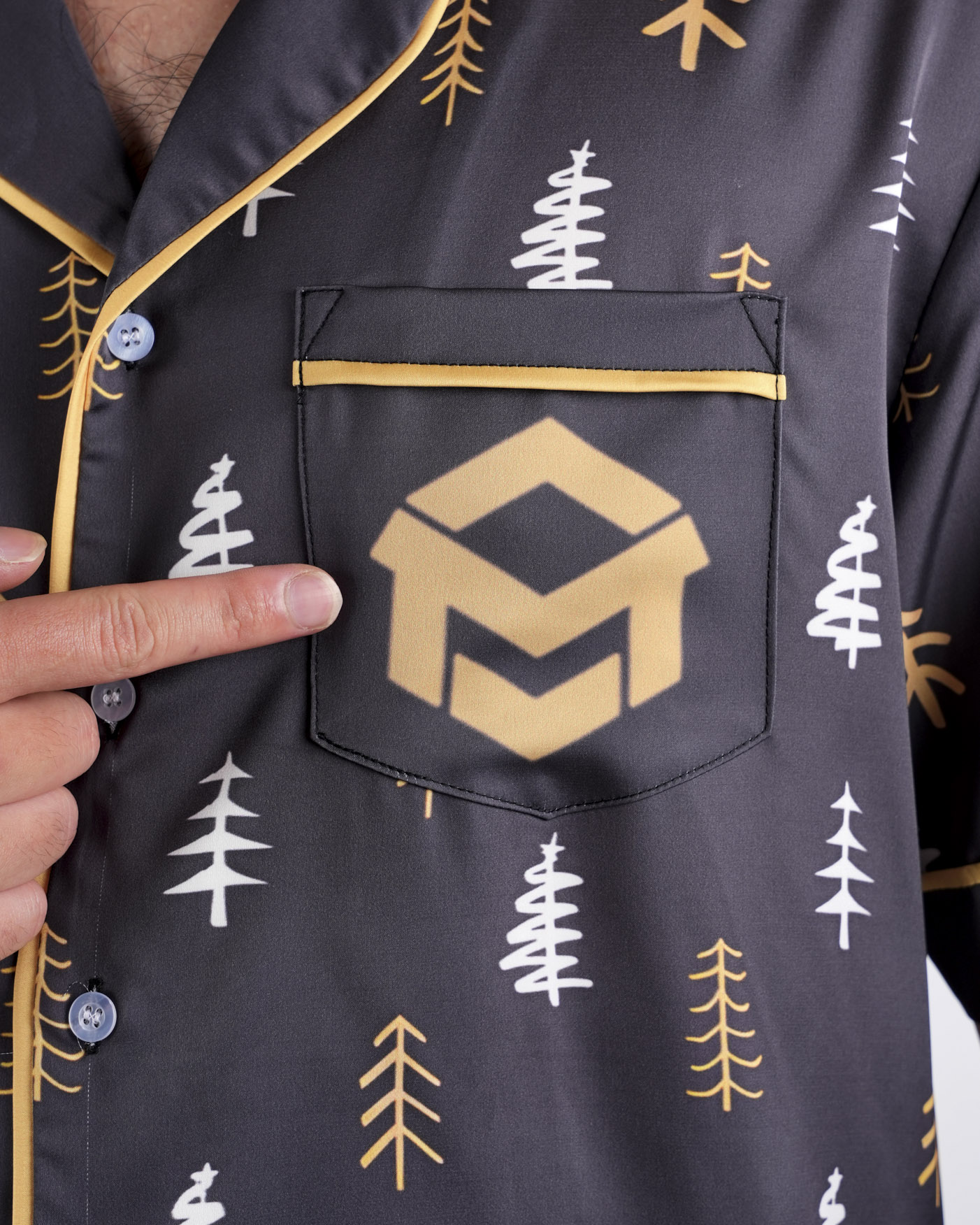 All-over Print Men's Satin Short-sleeve Pajamas Set