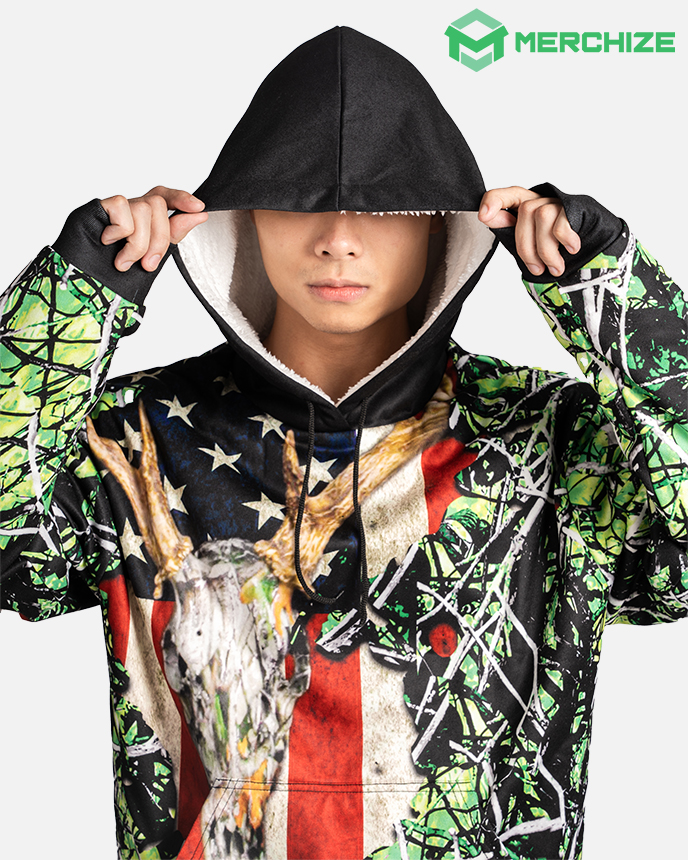 All-Over Print Men's Pullover Hoodie With Mask (Made In China) - Merchize