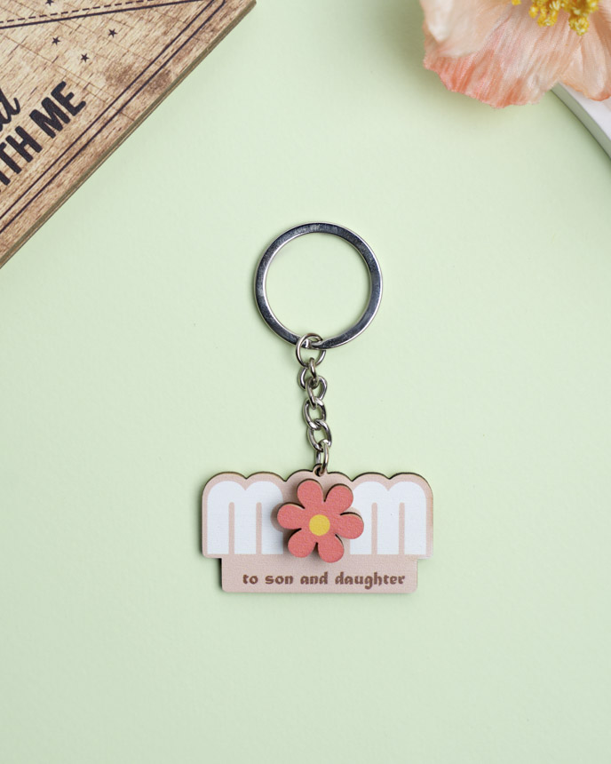 Custom Shape Wood Keychain With Spinning Charm