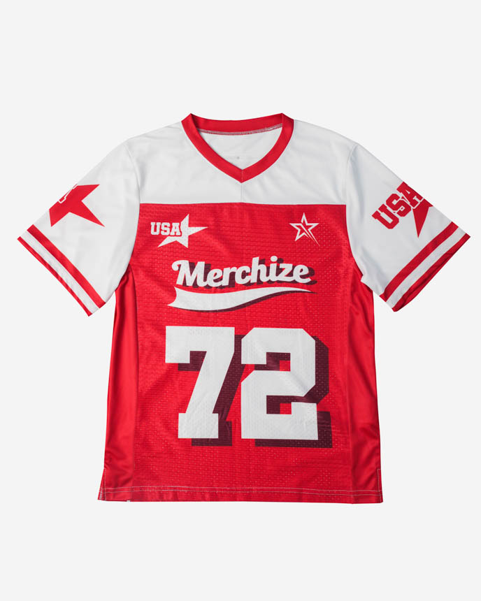 All-over Print Youth Hybrid Mesh V-neck Short Sleeve Jersey With Name Patch