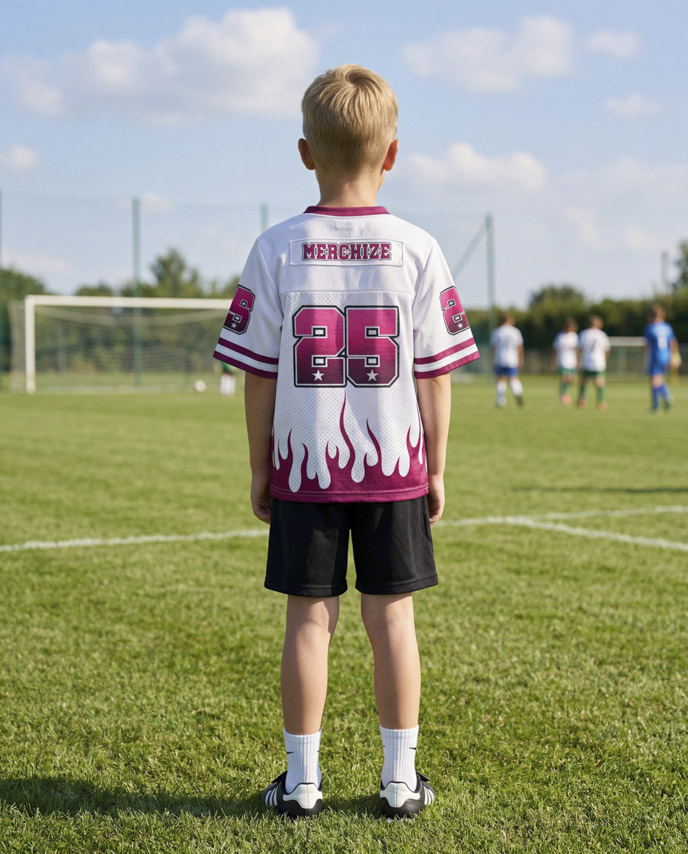 All-over Print Kid Hybrid Mesh V-neck Short Sleeve Jersey With Name Patch