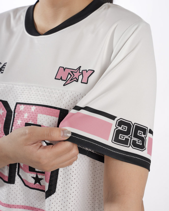 All-over Print Crewneck Hybrid Mesh Crop Top Football Jersey (Midweight)